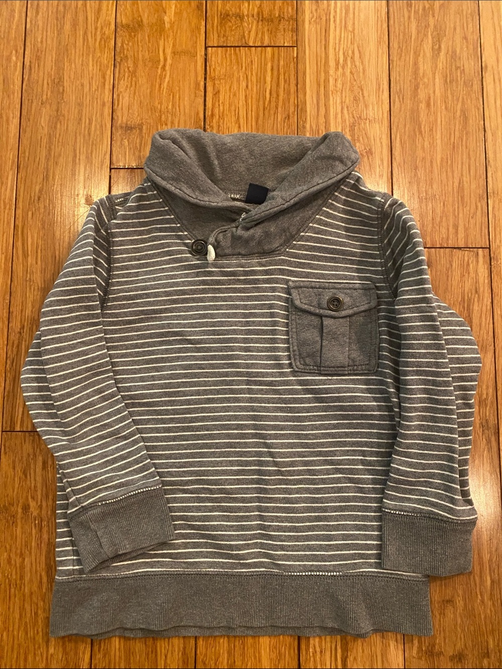 Gap Boys 5T Gray Striped Shawl Collar Sweatshirt